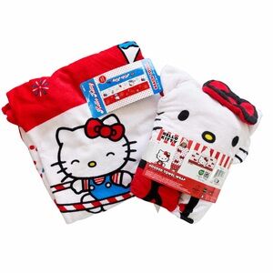 Hello Kitty Kids Beach Towel & Hooded Towel Wrap Bundle Pool Bath NEW NWT